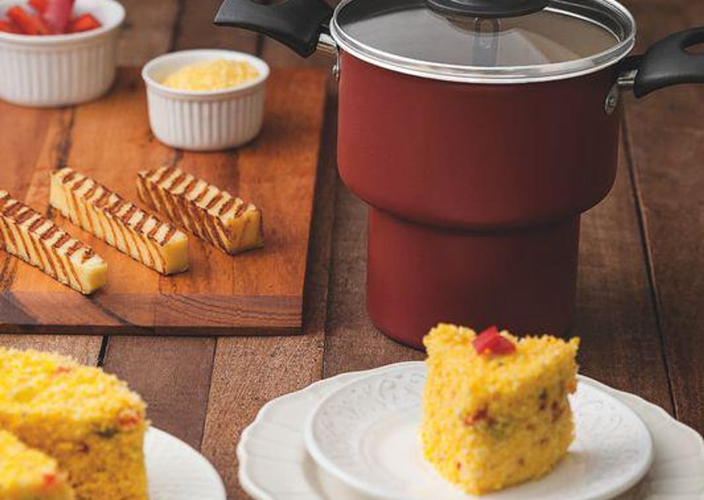 Cuscuzeira Tramontina Alumínio 14 Cm Vermelho Turim