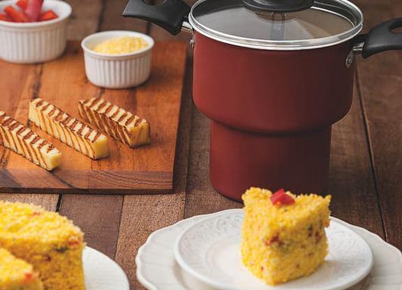 Cuscuzeira Tramontina Alumínio 14 Cm Vermelho Turim