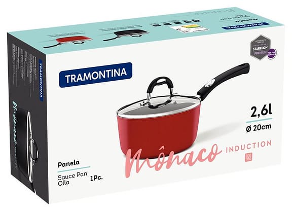 Panela Alumínio 20 cm Monaco Indução Vermelho Tramontina