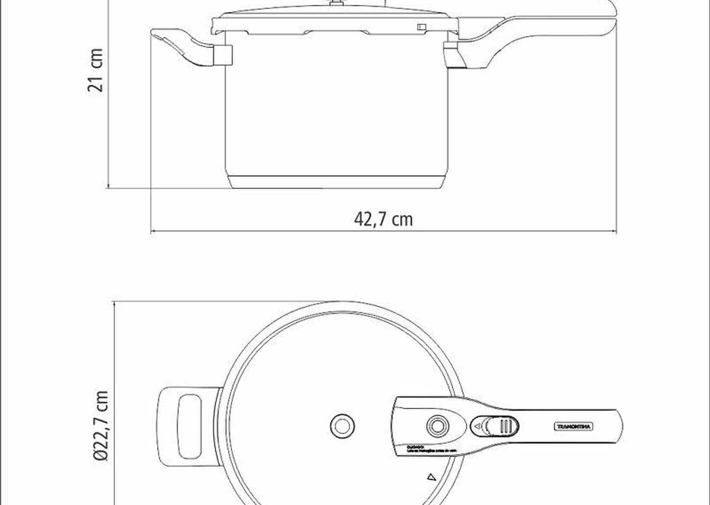Panela de Pressão Aço Inox 4,5 litros Brava Tramontina