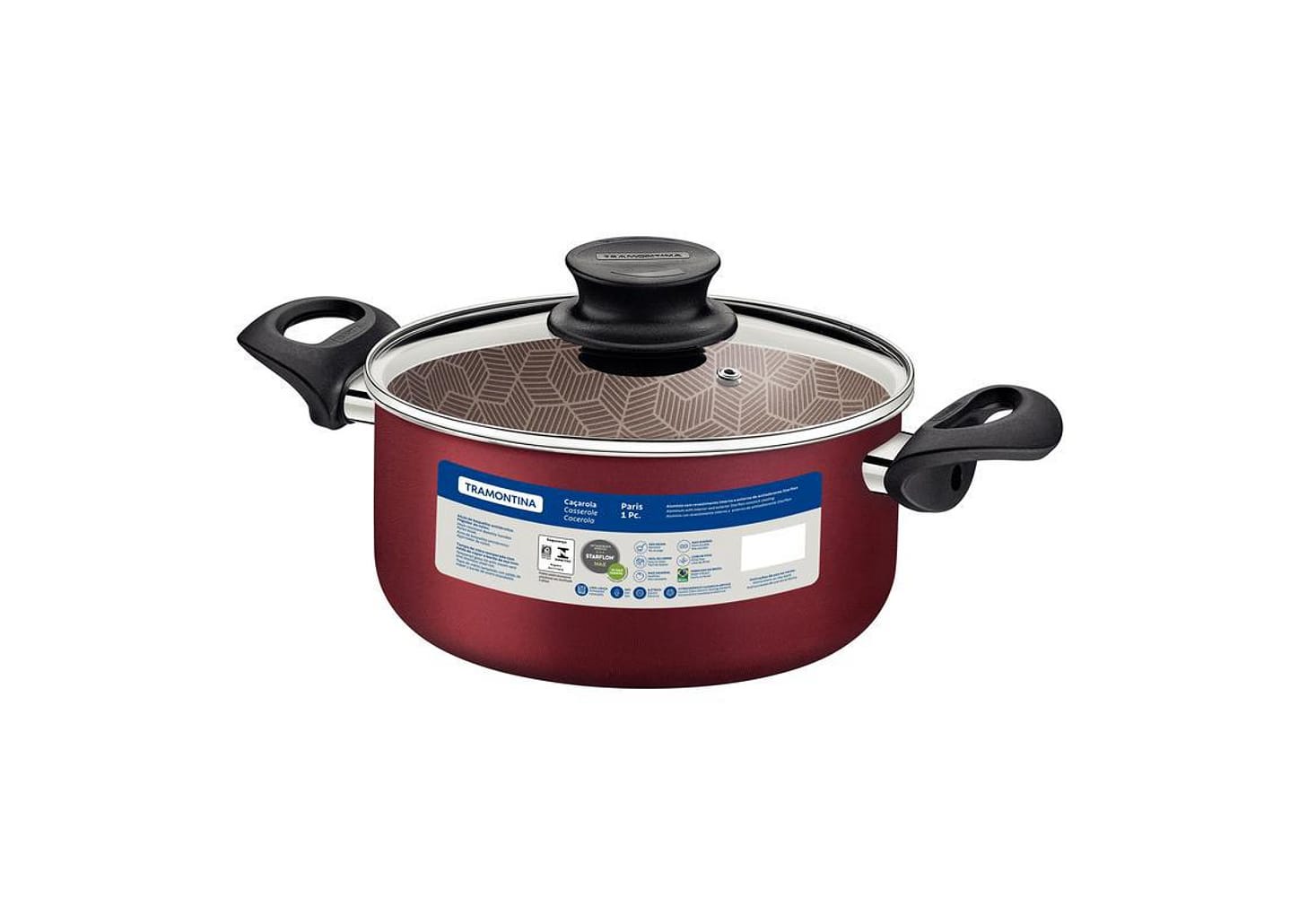 Caçarola Paris Alum. Antiad. 26cm 6,3 L Vermelho Tramontina