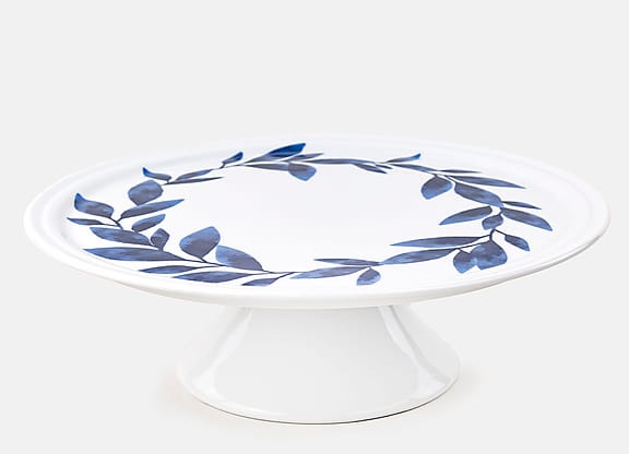 Prato com Pé para Bolo Blue Pottery - G