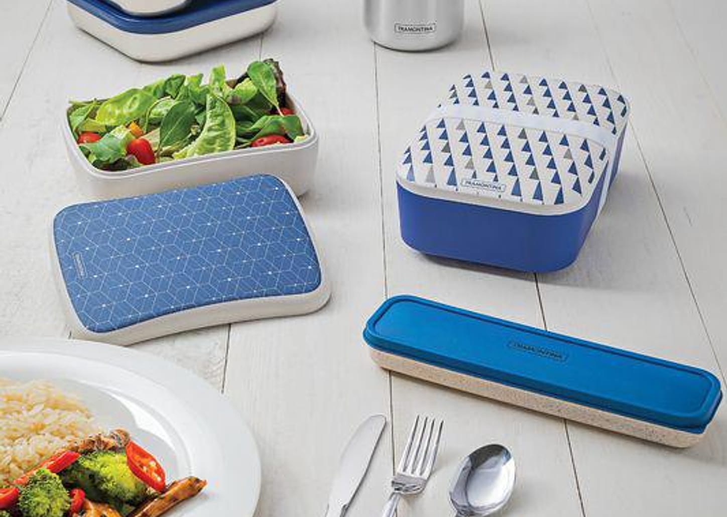 Conjunto Talher Aço Inox Com Estojo e Tampa Azul Tramontina