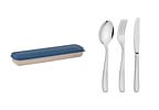 Conjunto Talher Aço Inox Com Estojo e Tampa Azul Tramontina