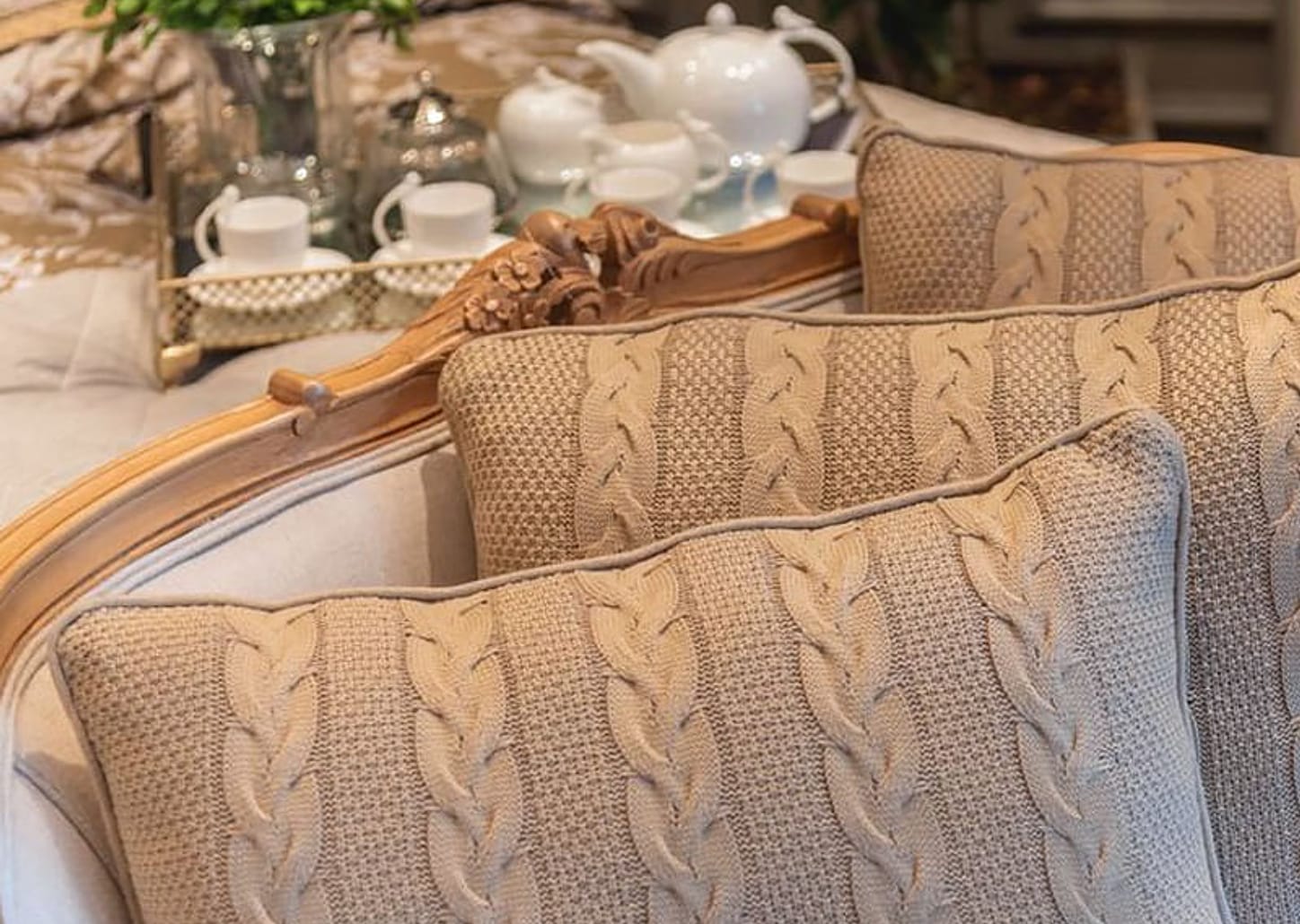 Almofada de Tricot Trança Avelã