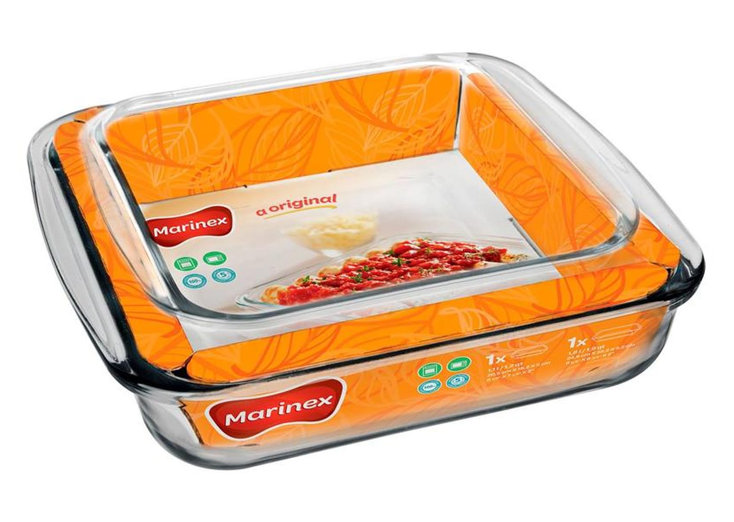 Conjunto de Assadeiras Marinex - Quadrado de Vidro 2 Peças Com Alça 15220200943957