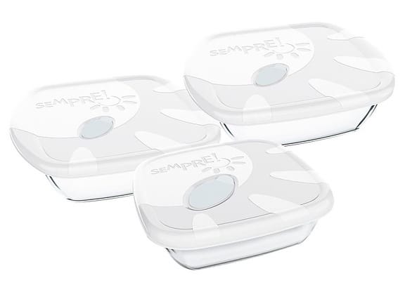 Conjunto de Assadeiras de Vidro Sempre 3 Peças Sortido