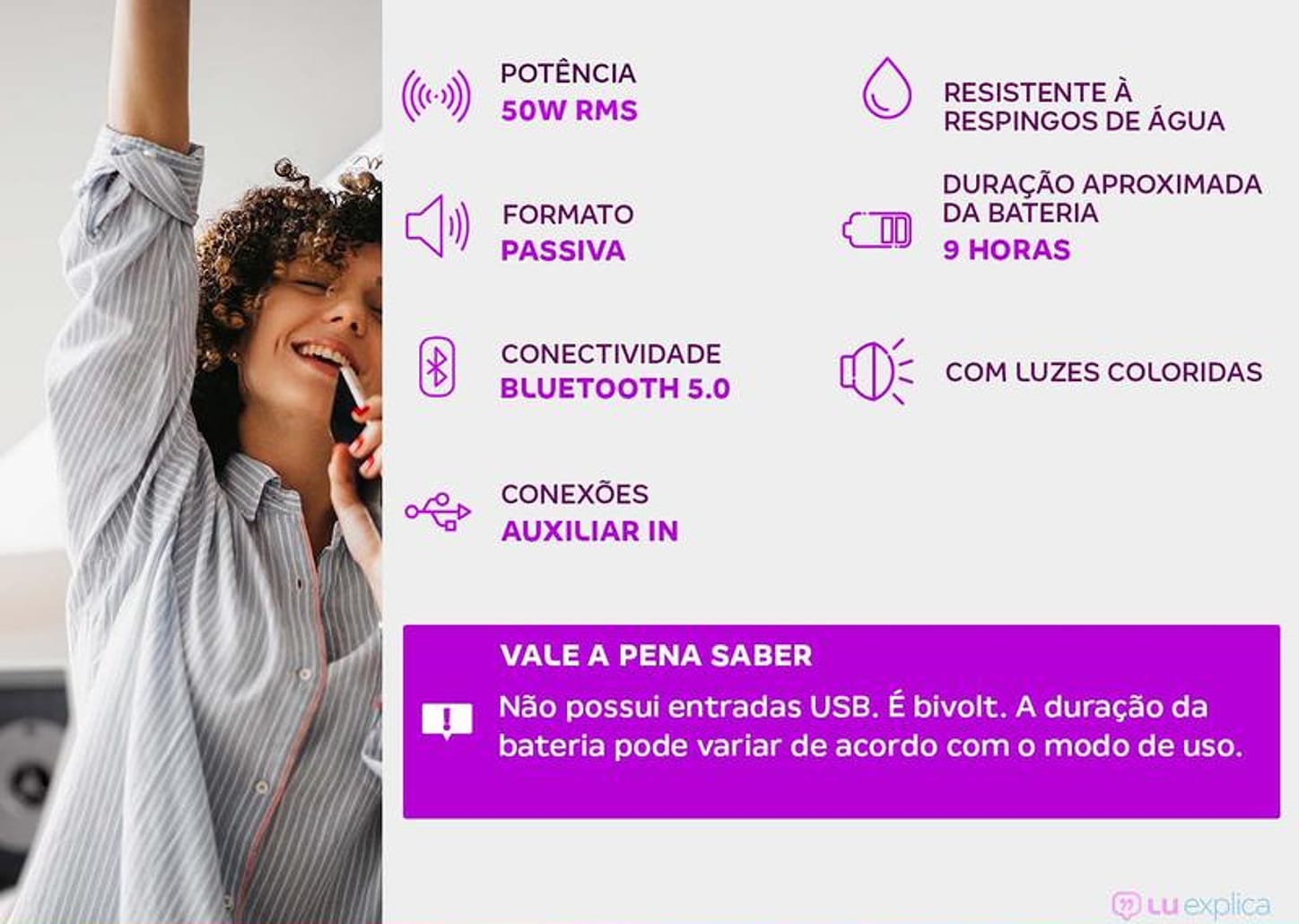 Caixa de Som Philco Extreme PBS55BT Bluetooth - Portátil Passiva 50W