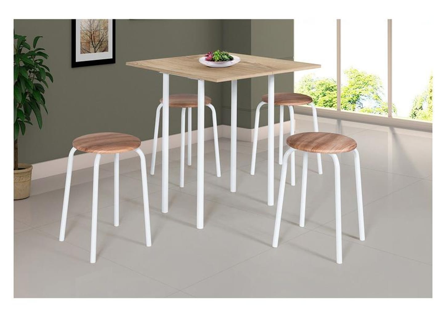 Conjunto de Mesa Dobrável com 4 Banquetas