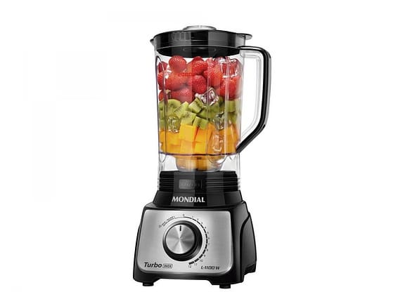 Liquidificador Mondial Turbo Inox L-1100 BI - Preto com Filtro 12 Velocidades 1100W