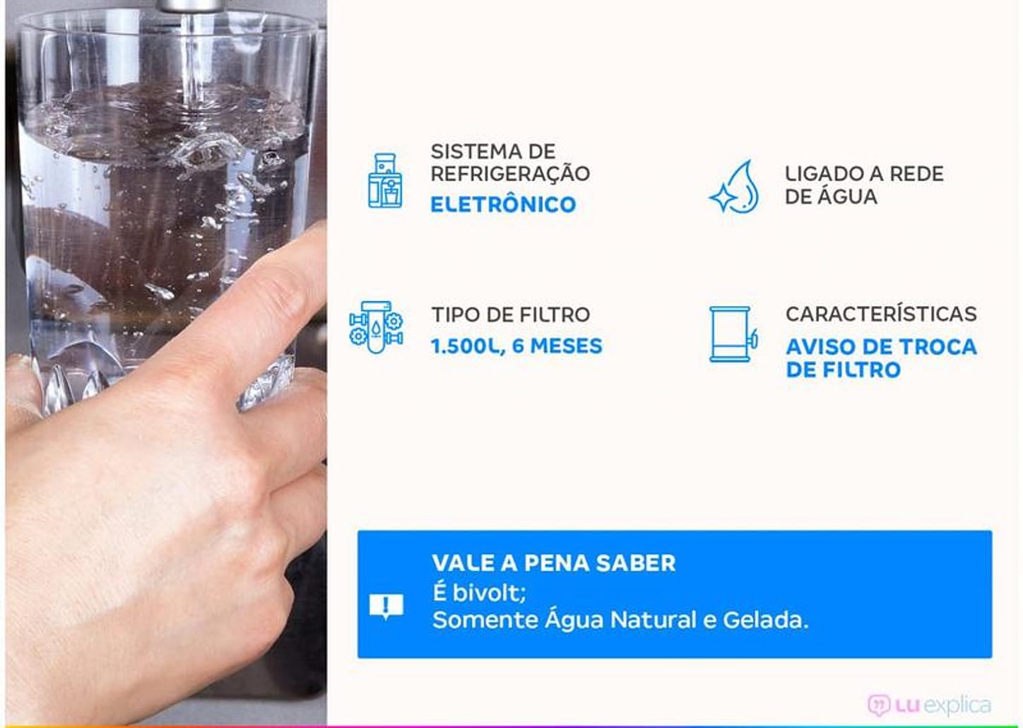 Purificador de Água Consul de Mesa Eletrônico - Prata CPB34 AS Água Gelada e Natural