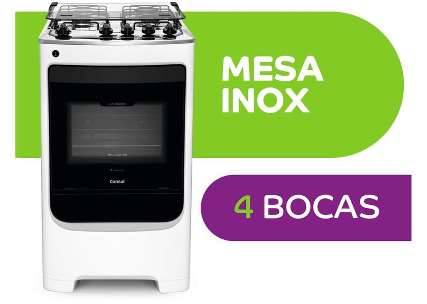 Fogão 4 Bocas Consul Branco Acendimento Automático - CFO4 NABUNA
