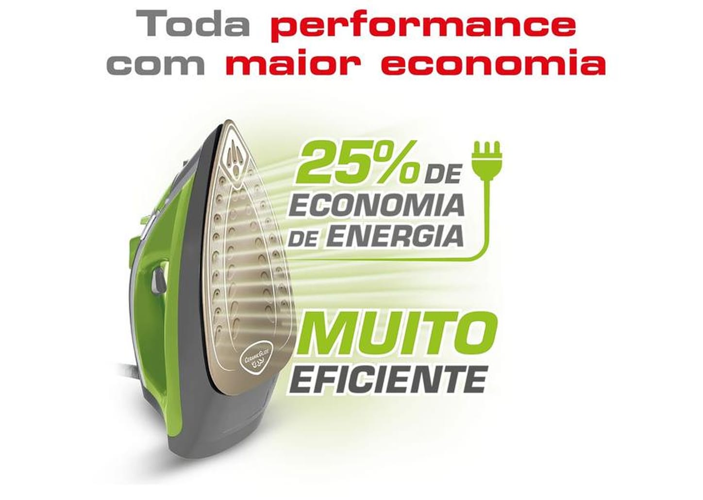 Ferro de Passar Roupa a Vapor e a Seco Arno - Ecogliss FEC1 Verde