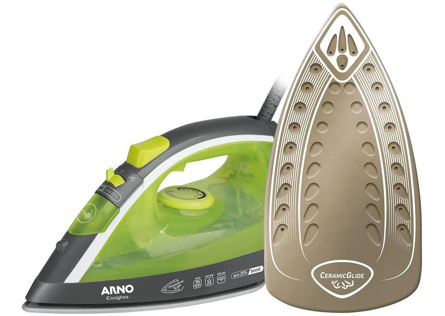 Ferro de Passar Roupa a Vapor e a Seco Arno - Ecogliss FEC1 Verde