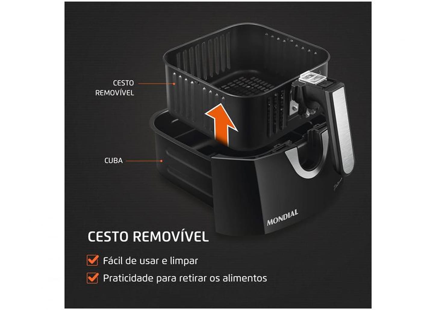 Fritadeira Elétrica sem Óleo/Air Fryer Mondial - Family AFN-40-BI Preto 4L com Timer