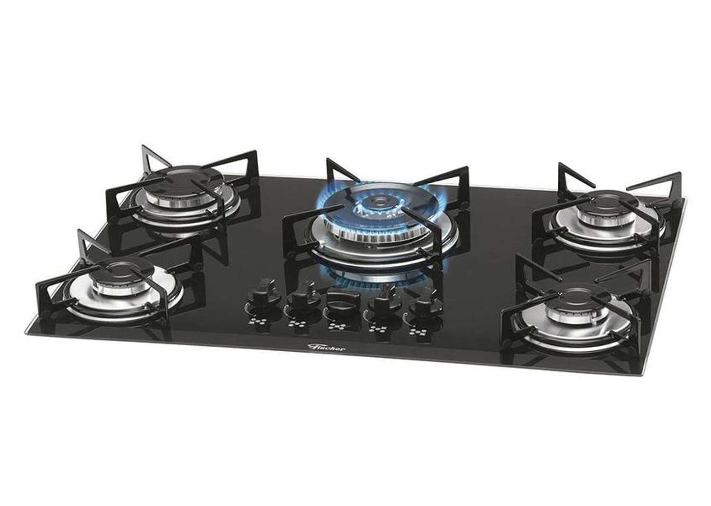 Cooktop 5 Bocas Fischer Preto a Gás GLP - Tripla-Chama 1743 5733