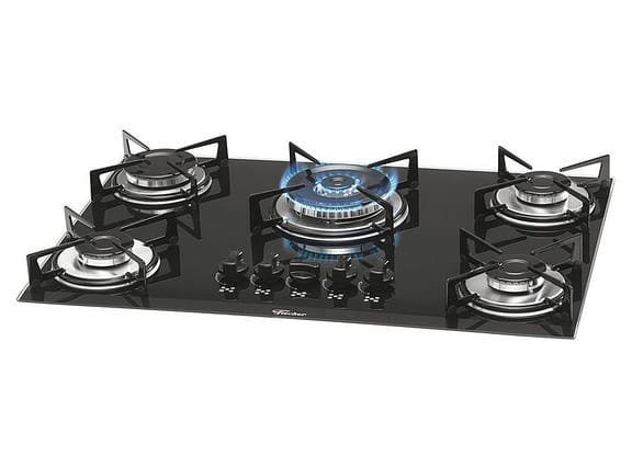 Cooktop 5 Bocas Fischer Preto a Gás GLP - Tripla-Chama 1743 5733