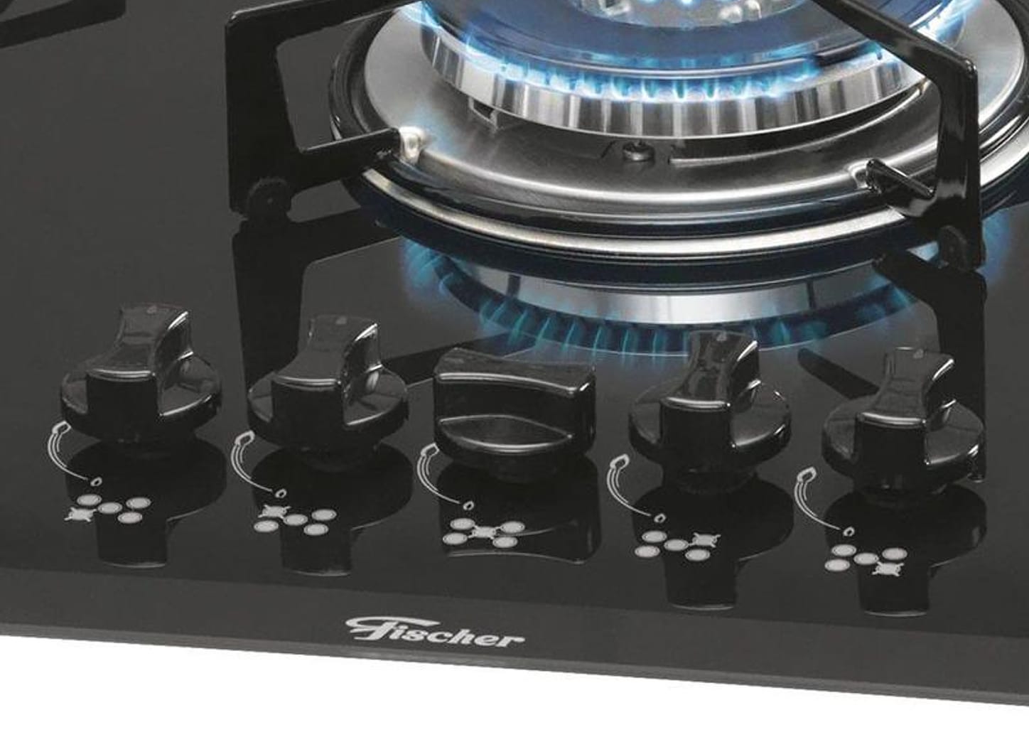 Cooktop 5 Bocas Fischer Preto a Gás GLP - Tripla-Chama 1743 5733