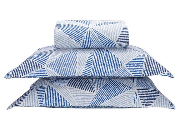 Colcha Queen Bett Design Microfibra Geo Azul 3 Peças