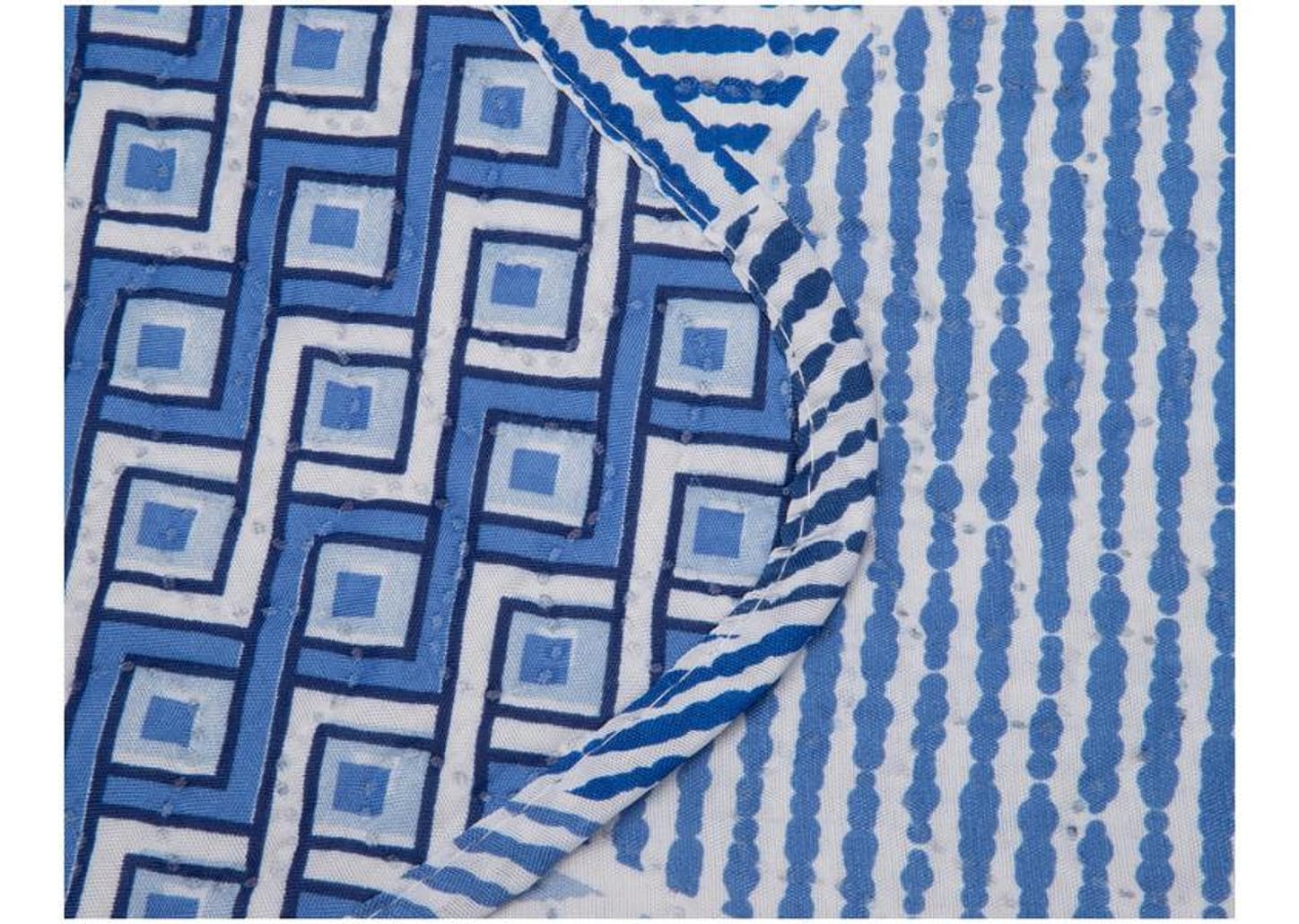 Colcha Queen Bett Design Microfibra Geo Azul 3 Peças