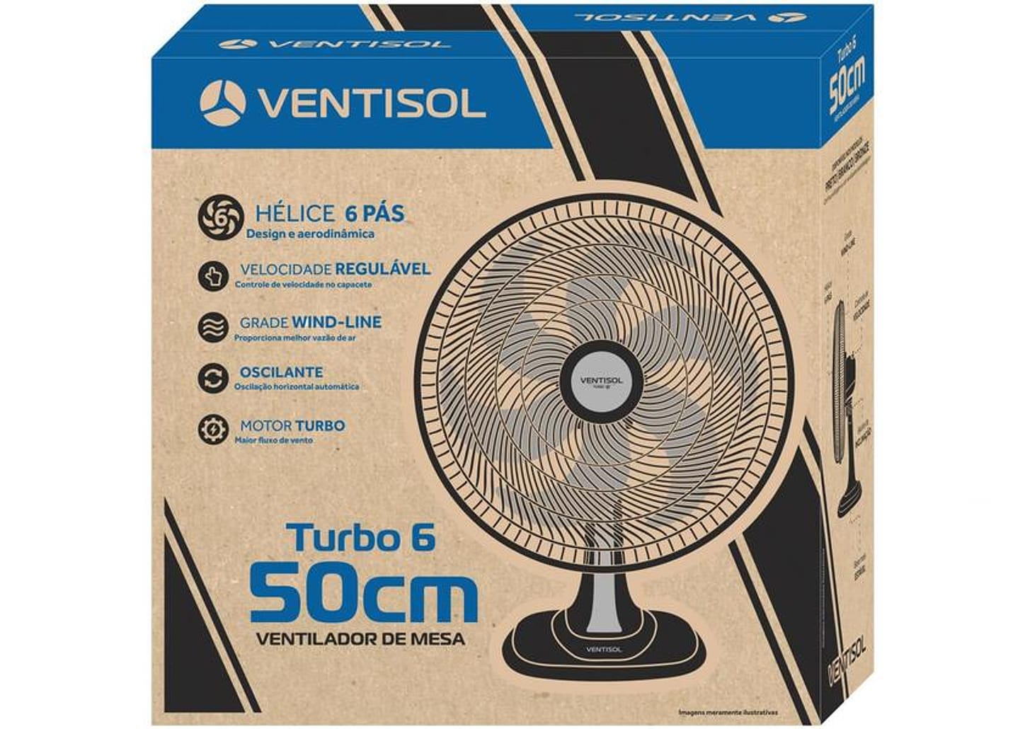 Ventilador de Mesa Ventisol Turbo Premium 50cm 3 Velocidades