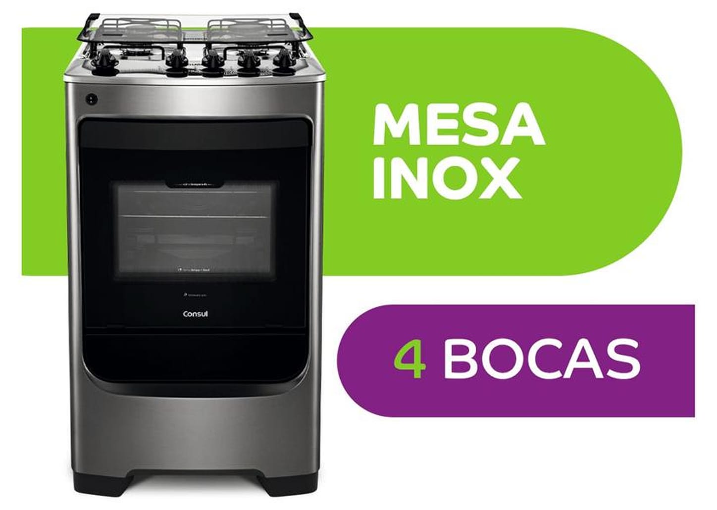 Fogão 4 Bocas Consul Inox Acendimento Automático - CFO4 NARUNA