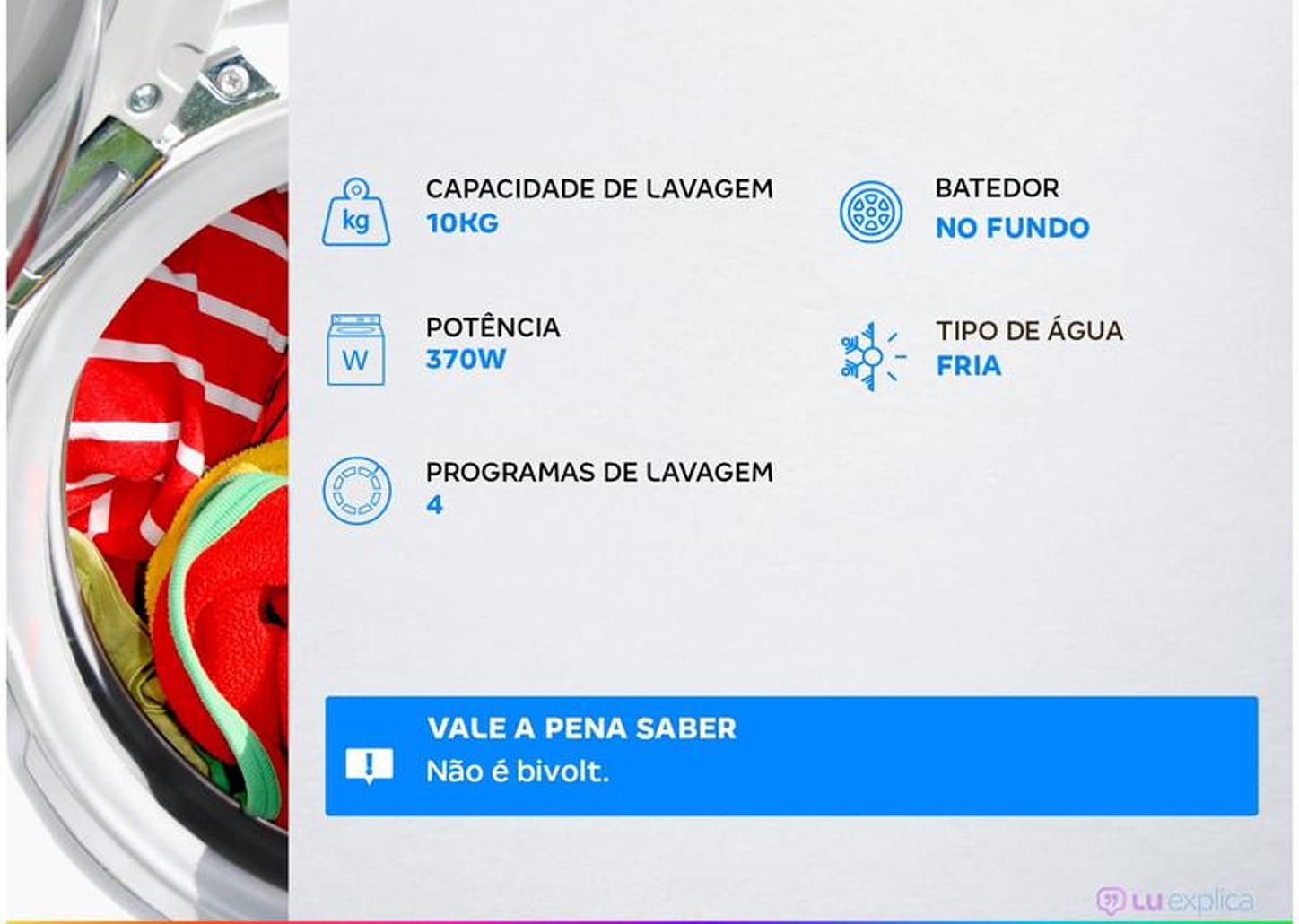 Tanquinho Semiautomático Colormaq 10Kg - LCS 10 BR