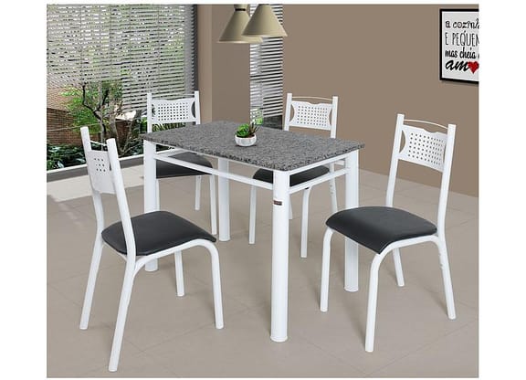 Mesa de Cozinha 4 Cadeiras 4 Lugares Retangular - Poeme Ciplafe