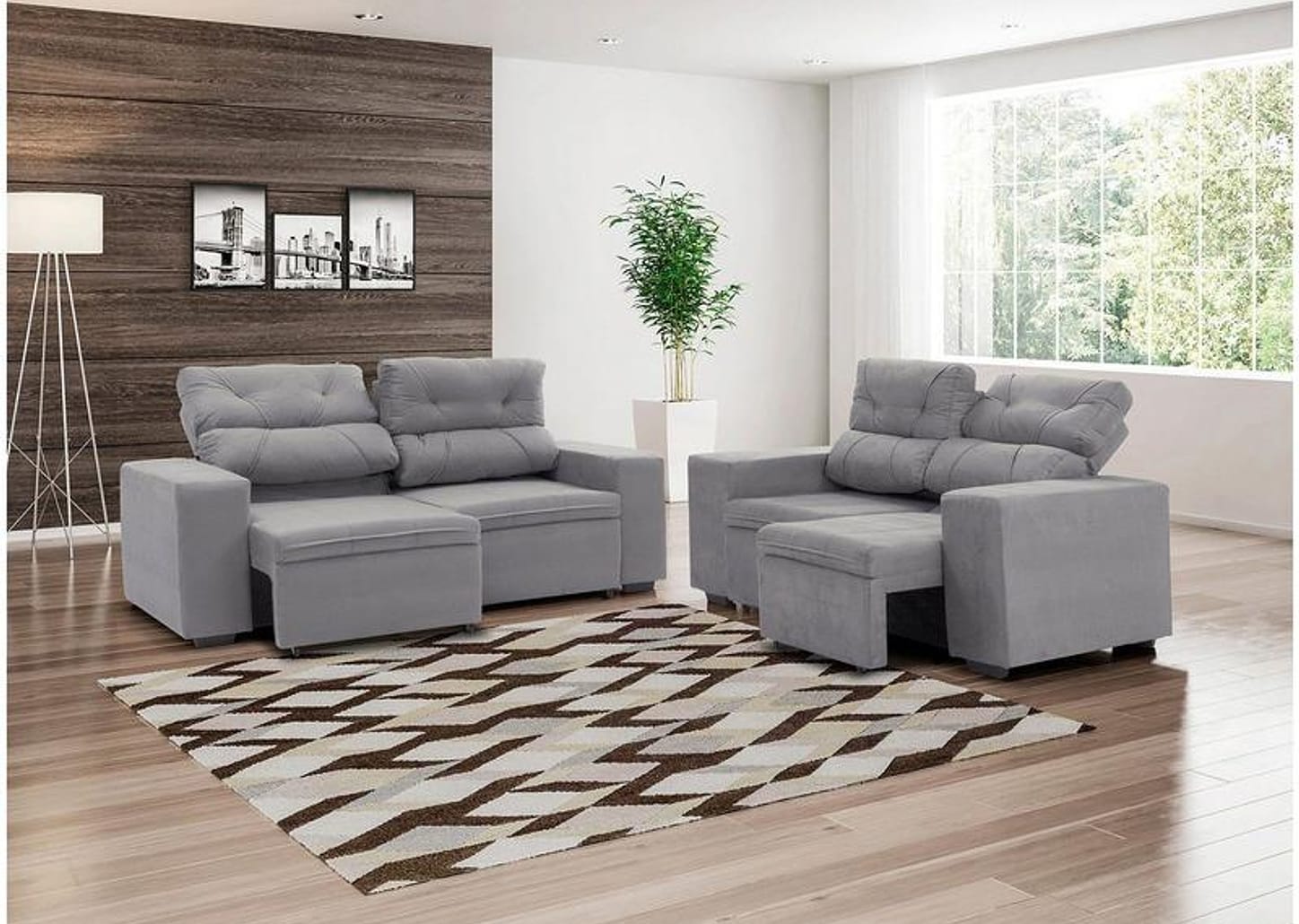 Conjunto de Sofás 2 e 3 Lugares Retrátil e - Reclinável Phormatta Evolution SMP