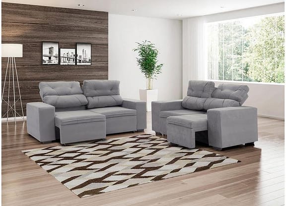 Conjunto de Sofás 2 e 3 Lugares Retrátil e - Reclinável Phormatta Evolution SMP