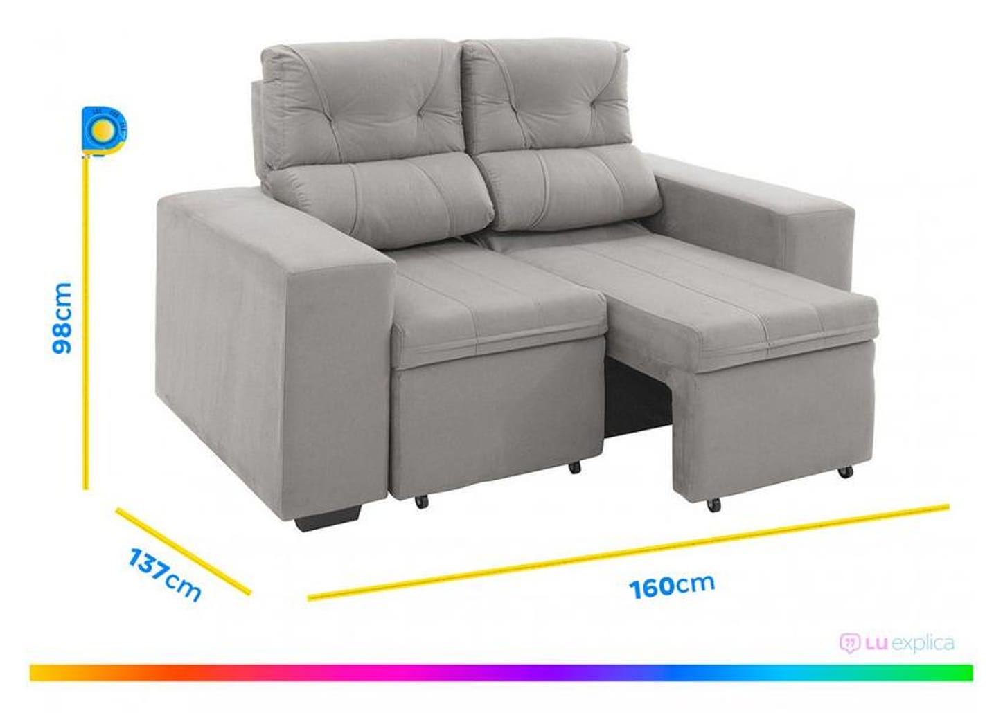 Conjunto de Sofás 2 e 3 Lugares Retrátil e - Reclinável Phormatta Evolution SMP