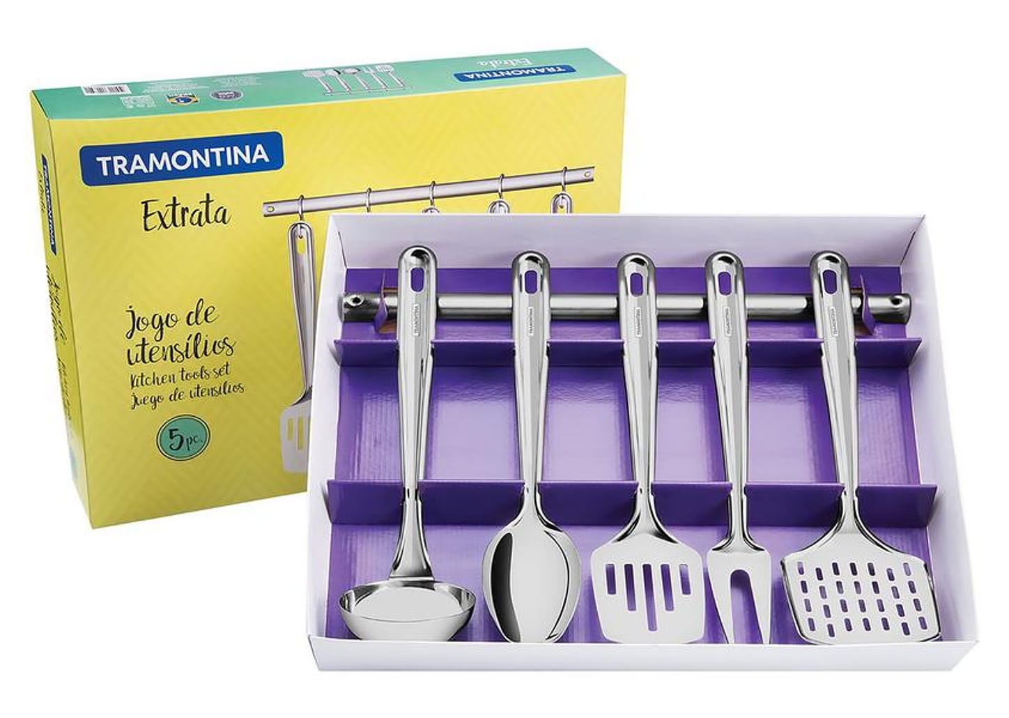 Jogo de Utensílios Tramontina Inox 5 Peças - Extrata 66815/700