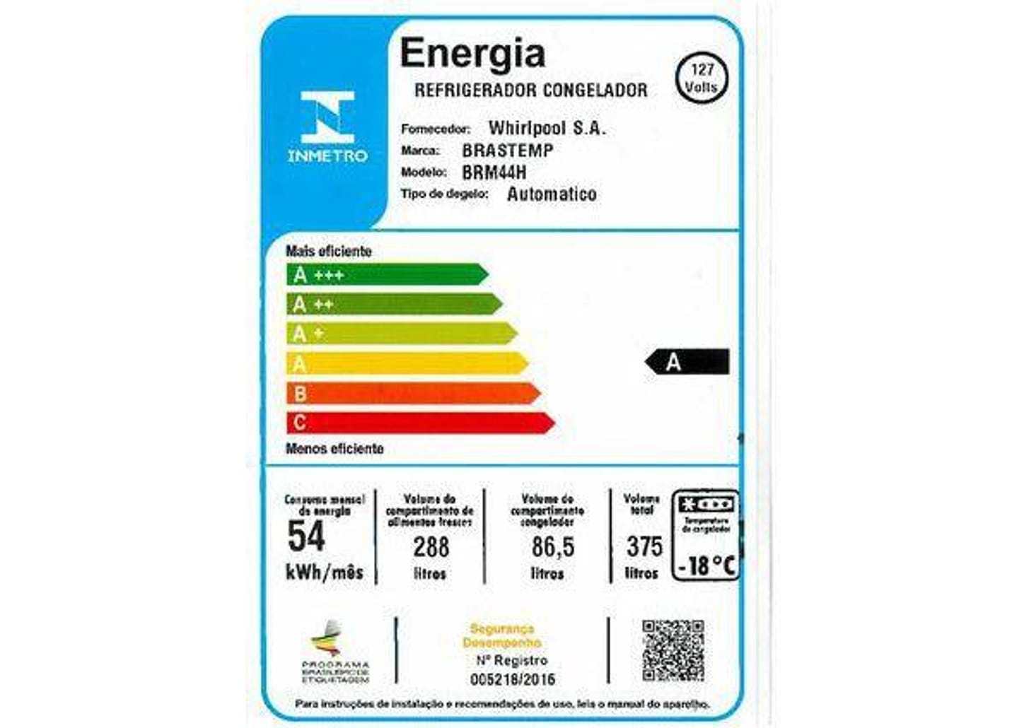 Geladeira Brastemp Frost Free Duplex 375L Branca com Compartimento Extrafrio Fresh Zone BRM44HB 110