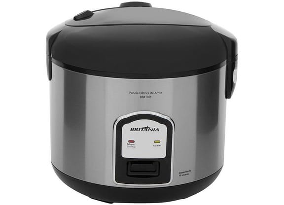 Panela de Arroz Elétrica Britânia BPA10PI 700W 10 Xícaras Cinza e Preta