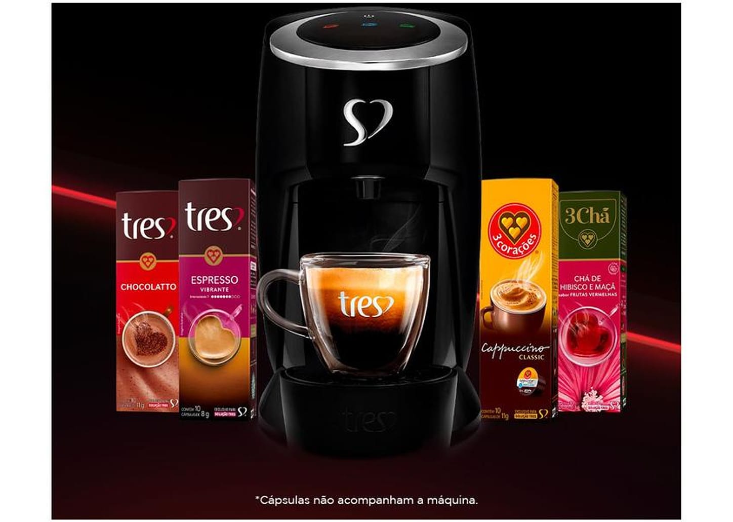 Cafeteira Espresso TRES 3 Corações Touch Preta