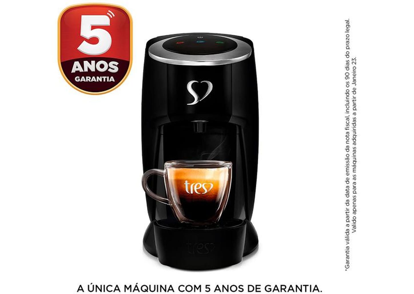 Cafeteira Espresso TRES 3 Corações Touch Preta