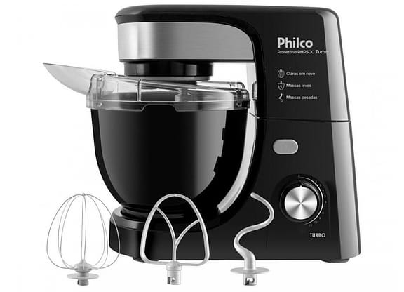 Batedeira Planetária Philco Preta 500W - PHP500 Turbo 11 Velocidades