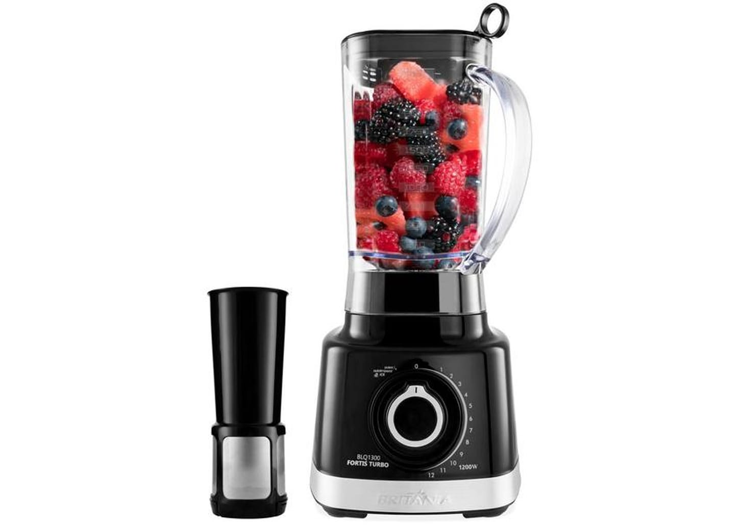 Liquidificador Britânia Fortis Turbo BLQ1300P - Preto com Filtro 12 Velocidades + Pulsar 1200W