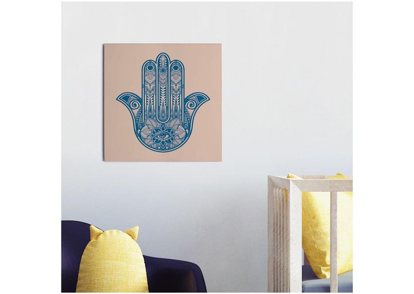Placa Decorativa MDF Good Vibes Hamsa 29x29cm - Design Up Living