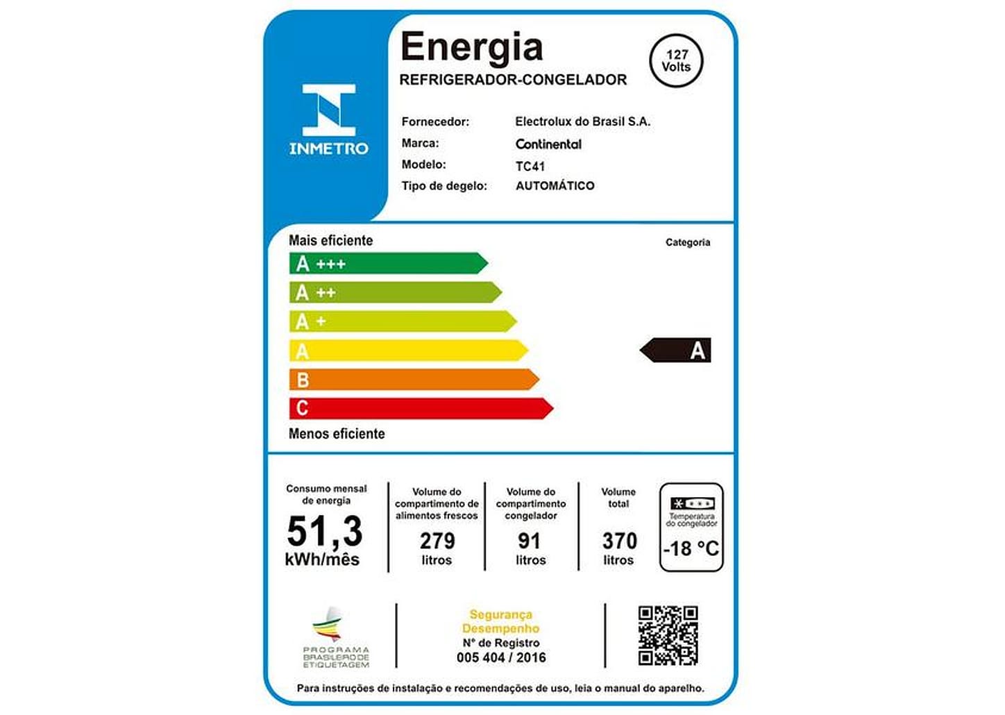 Geladeira/Refrigerador Continental Frost Free - Duplex Branca 370L TC41