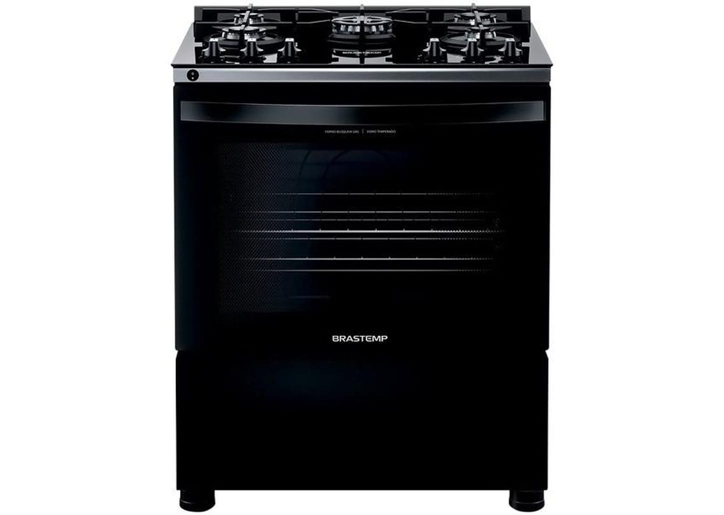 Fogão Brastemp 5 Bocas Preto com Turbo Chama - Mesa de Vidro BFS5VCE