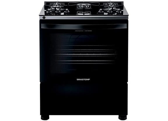 Fogão Brastemp 5 Bocas Preto com Turbo Chama - Mesa de Vidro BFS5VCE