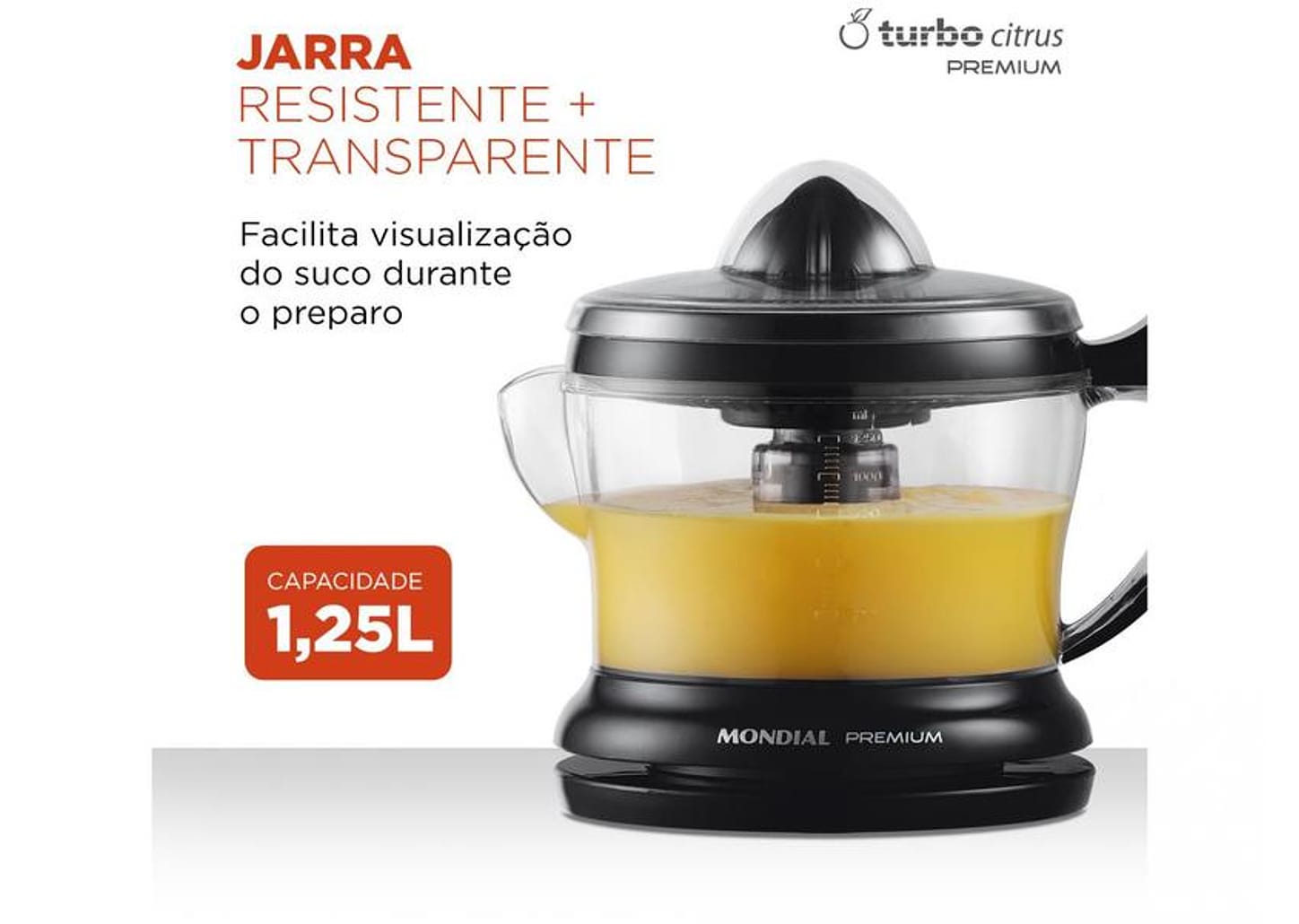 Espremedor de Frutas Mondial E-02 Premium - Elétrico 30W 1,25L Automático