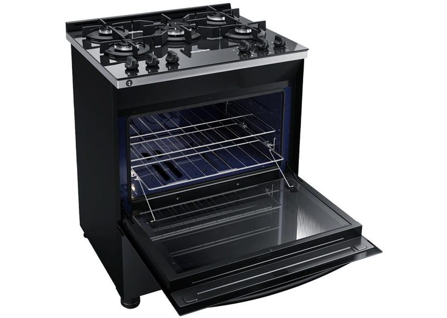Fogão Brastemp 5 Bocas Preto com Turbo Chama - Mesa de Vidro BFS5VCE
