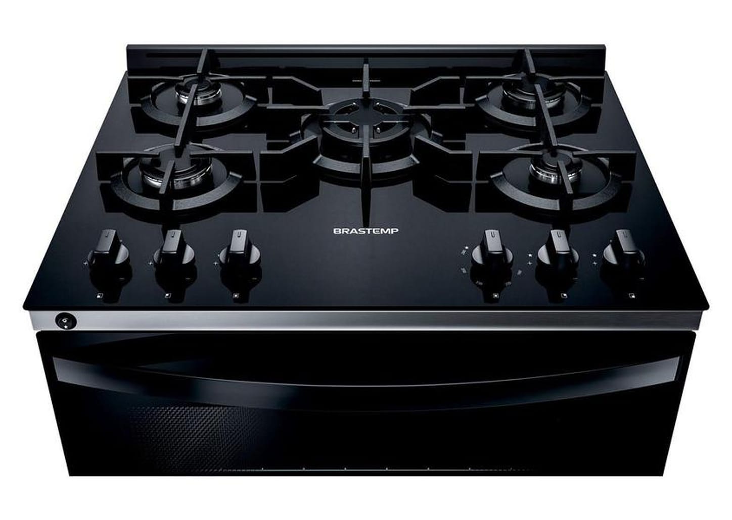 Fogão Brastemp 5 Bocas Preto com Turbo Chama - Mesa de Vidro BFS5VCE