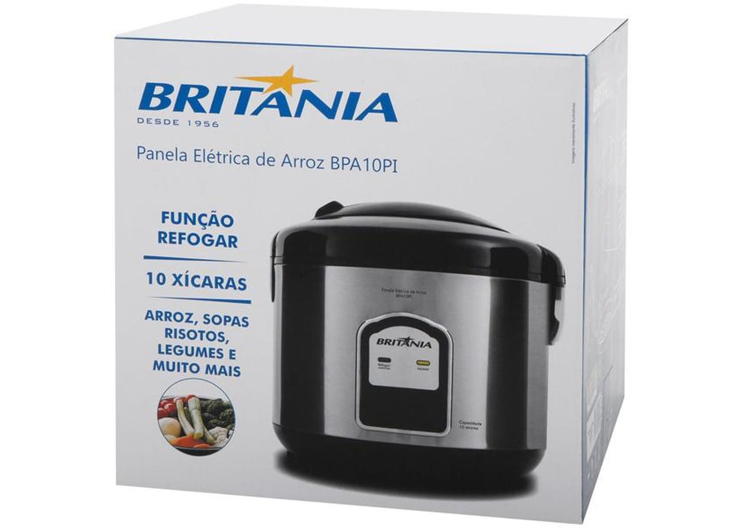 Panela de Arroz Elétrica Britânia BPA10PI 700W 10 Xícaras Cinza e Preta