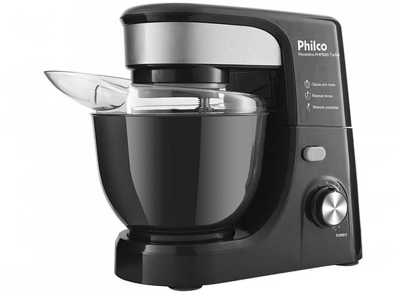 Batedeira Planetária Philco Preto 500W - Turbo PHP500P 11 Velocidades