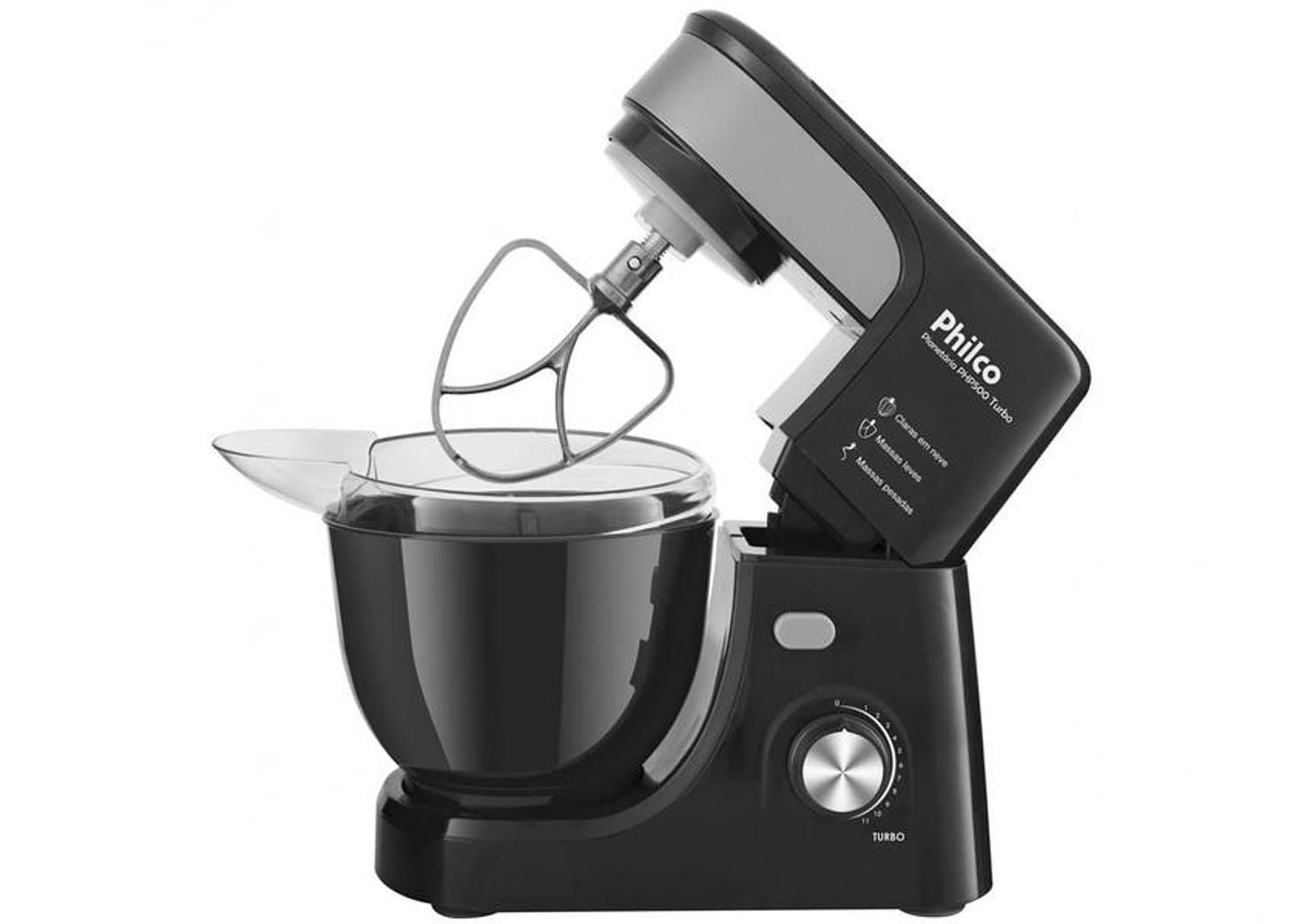 Batedeira Planetária Philco Preto 500W - Turbo PHP500P 11 Velocidades