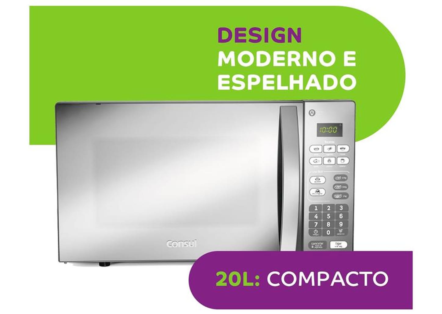 Micro-Ondas Consul 20L Inox com Função Descongelar - Espelhado CM020BF