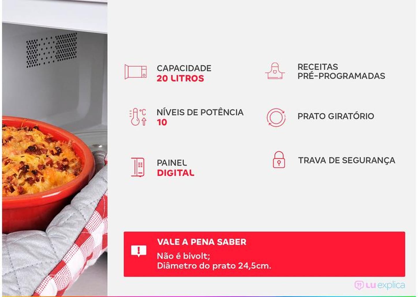 Micro-Ondas Consul 20L Inox com Função Descongelar - Espelhado CM020BF